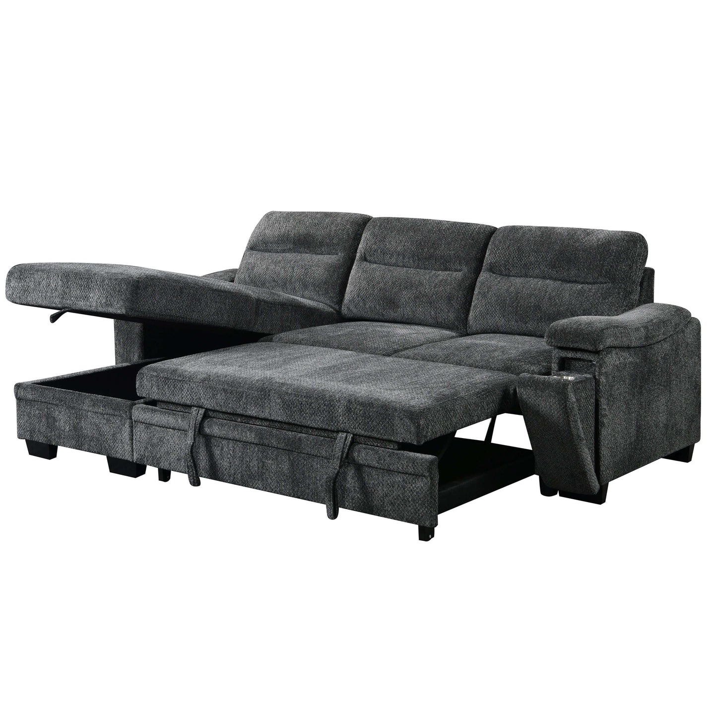 Savio 96 in. Reversible Sleeper Sectional- open front view