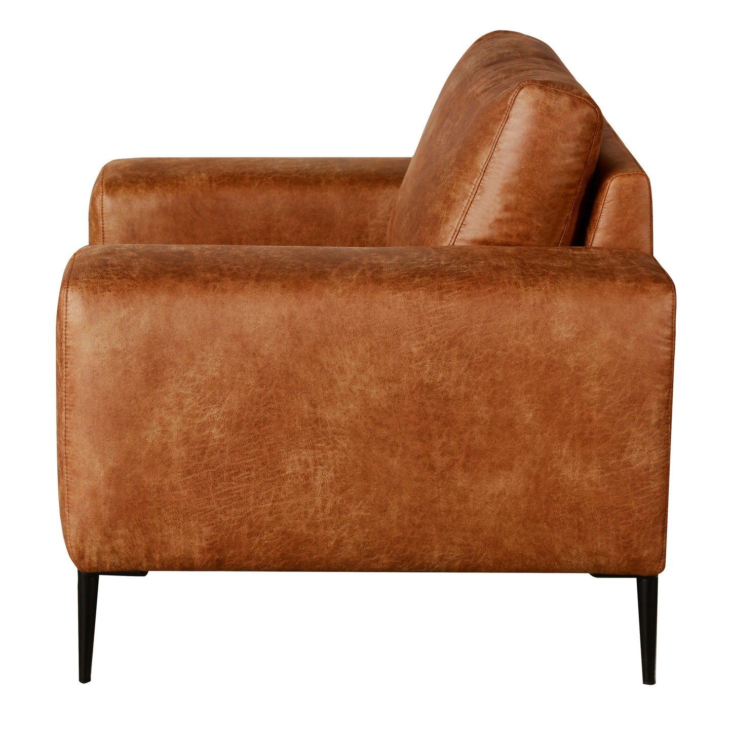 Shonda 46 in. Tan Faux Leather Armchair- side view