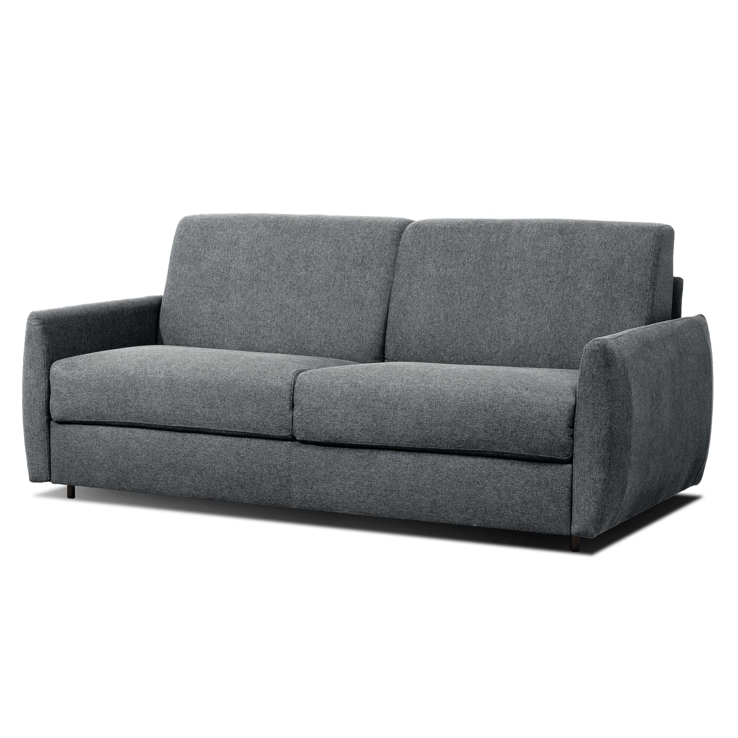 Everett 73 in. Rounded Arm Upholstered Sofa Bed in Dark Gray- front and side view