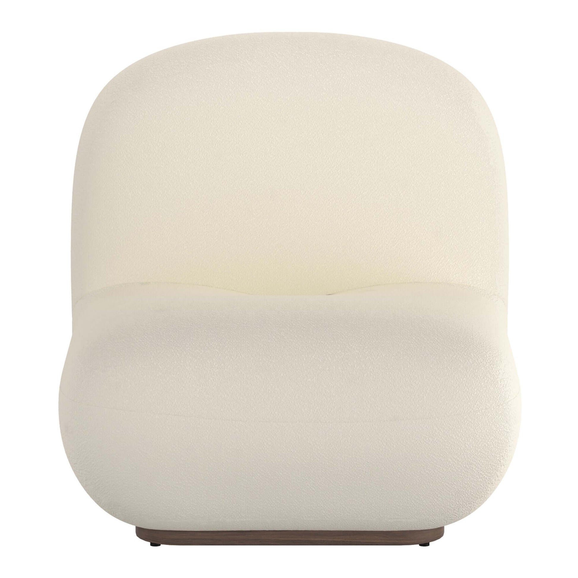 Zilano Accent Chair in Ivory Boucle- front view with white back ground