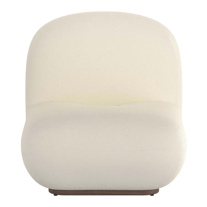Zilano Accent Chair in Ivory Boucle- front view with white back ground