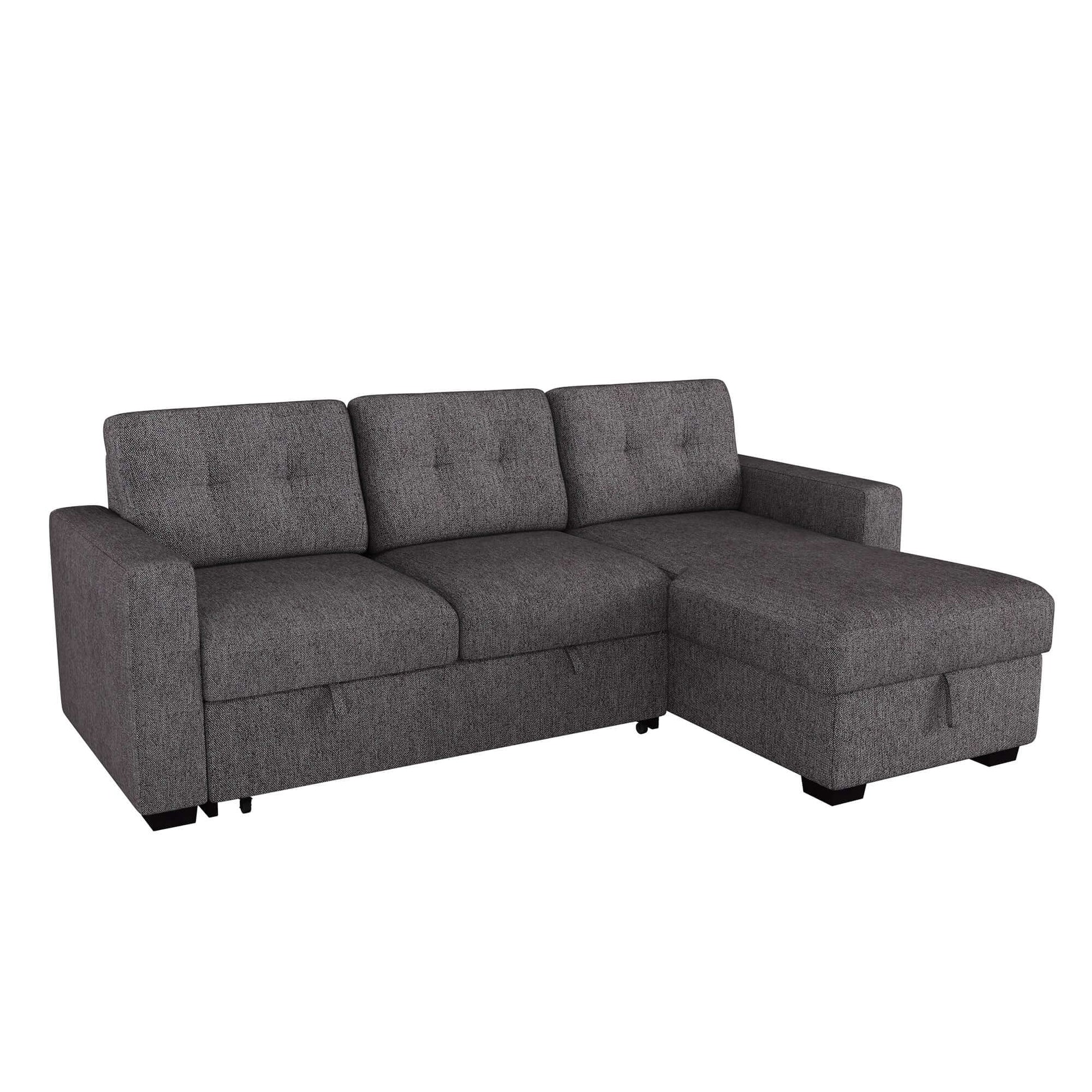 Tyson 93" Sectional Sofa w/Bed & Storage in Charcoal