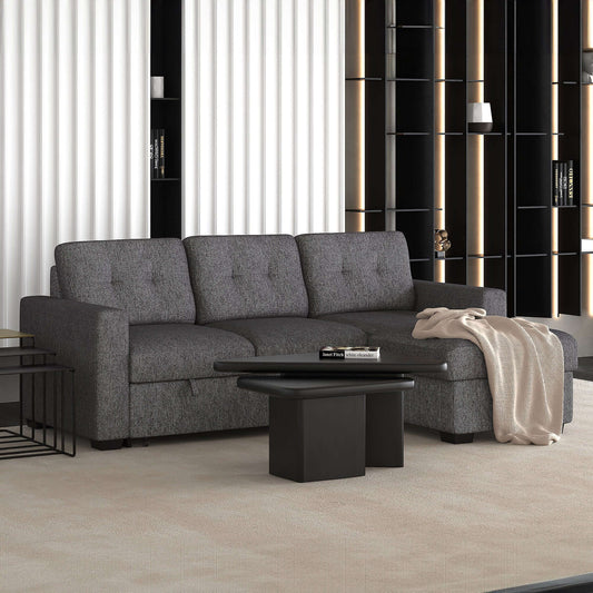 Tyson 93" Sectional Sofa w/Bed & Storage in Charcoal- front view 