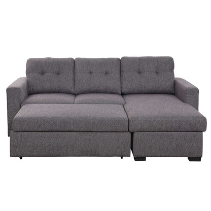 Tyson 93" Sectional Sofa w/Bed & Storage in Charcoal- front view with white background