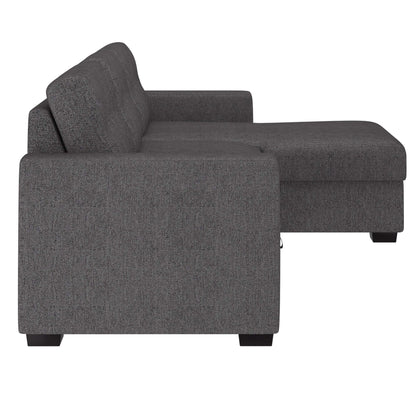 Tyson 93" Sectional Sofa w/Bed & Storage in Charcoal- side view