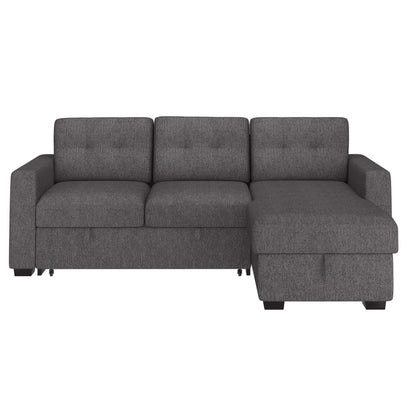 Tyson 93" Sectional Sofa w/Bed & Storage in Charcoal- front view with white background