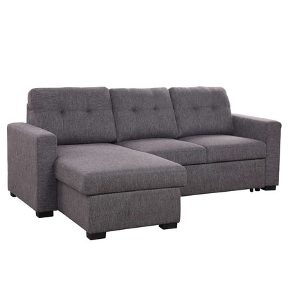 Tyson 93" Sectional Sofa w/Bed & Storage in Charcoal- front view with white background