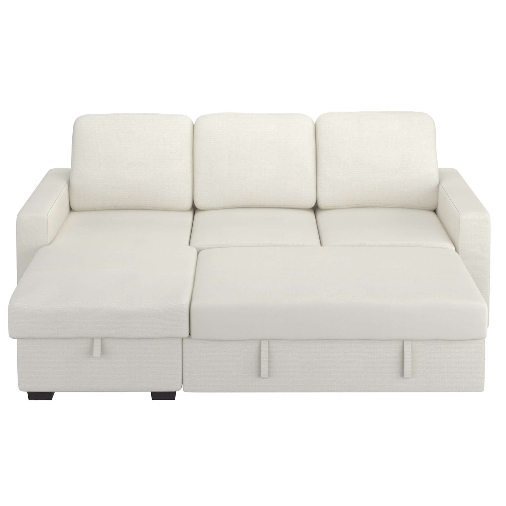 Alfonso 93.25" Sofa w/Bed & Storage in Beige Performance Fabric- front view with white background