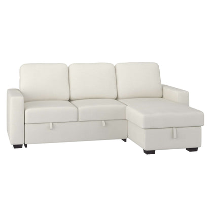 Alfonso 93.25" Sofa w/Bed & Storage in Beige Performance Fabric- front view with white background