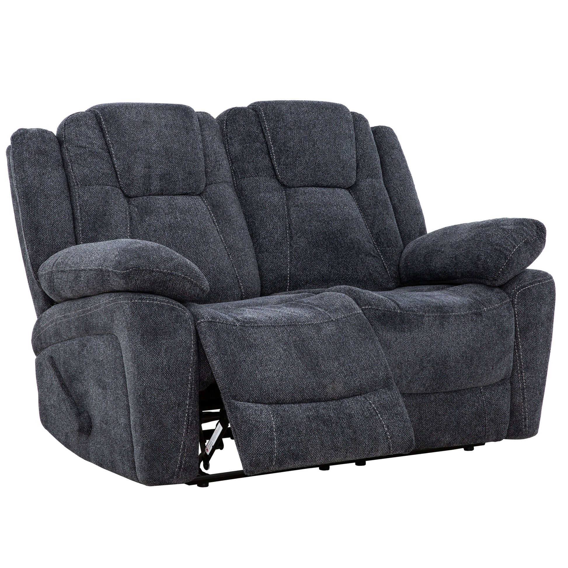 SMS Anakin 59 in. Dark Grey Fabric Reclining Loveseat- open front and side view