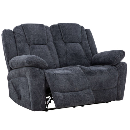 SMS Anakin 59 in. Dark Grey Fabric Reclining Loveseat- open front and side view