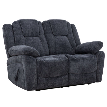 SMS Anakin 59 in. Dark Grey Fabric Reclining Loveseat- front and side view 