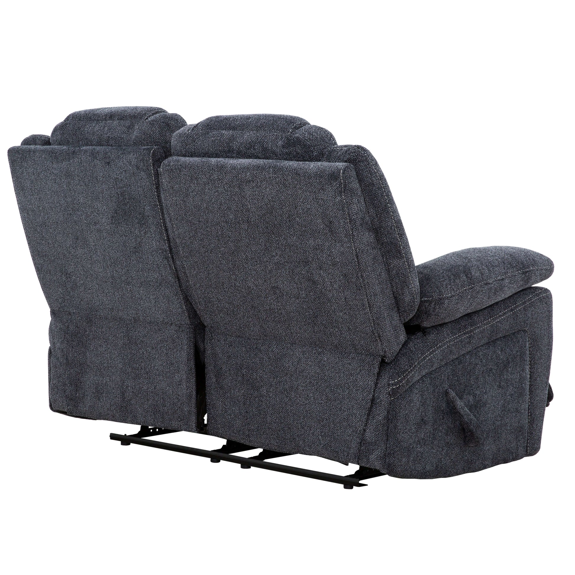 SMS Anakin 59 in. Dark Grey Fabric Reclining Loveseat- back and side view