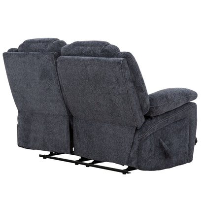SMS Anakin 59 in. Dark Grey Fabric Reclining Loveseat- back and side view