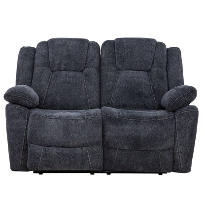 SMS Anakin 59 in. Dark Grey Fabric Reclining Loveseat- front view with white background 2
