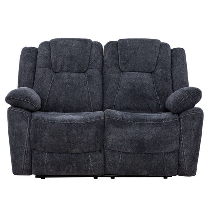 SMS Anakin 59 in. Dark Grey Fabric Reclining Loveseat- front view with white  background