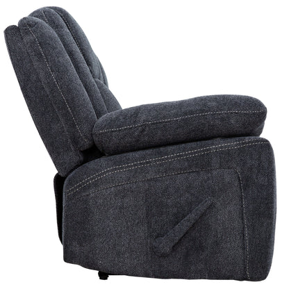 Anakin 80 in. Dark Grey Fabric Reclining Sofa with Lever-side view