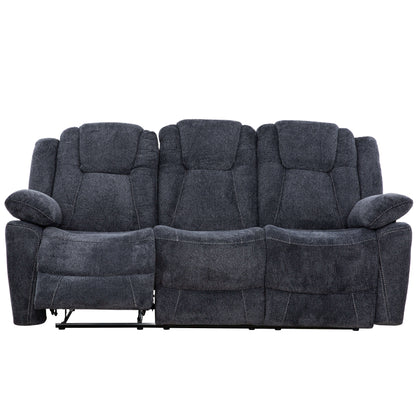 Anakin 80 in. Dark Grey Fabric Reclining Sofa with Lever- open front view