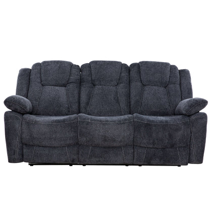 Anakin 80 in. Dark Grey Fabric Reclining Sofa with Lever- front view with white background