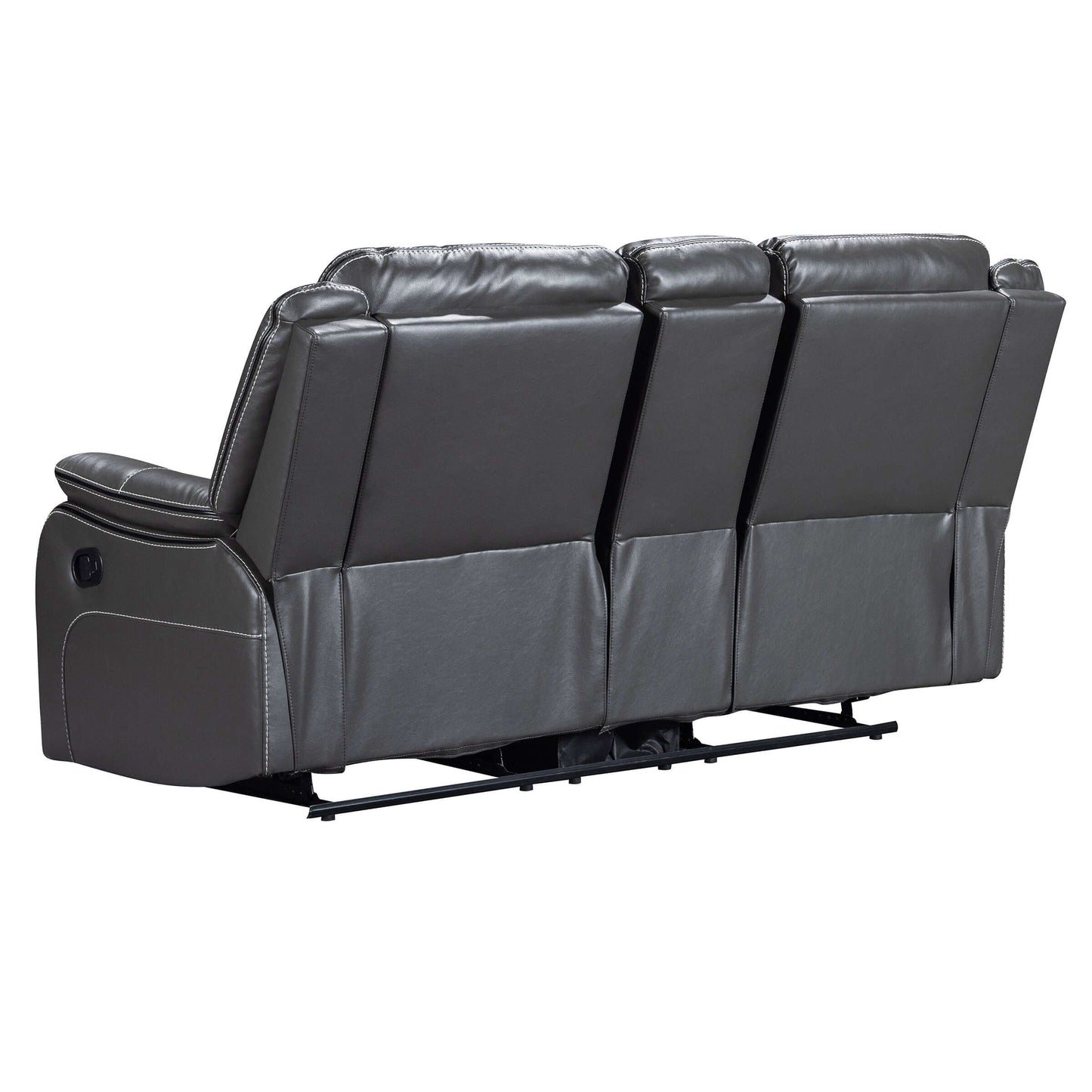 Declan 75 in. Reclining Loveseat with Cupholder Console- back and front view