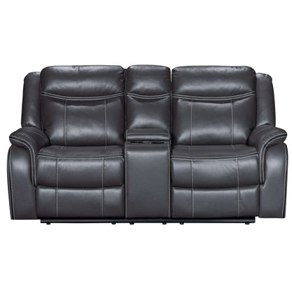 Declan 75 in. Reclining Loveseat with Cupholder Console- front view