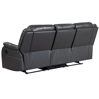 Declan 85 in. Dark Grey Motion Sofa with Cupholder- back and side view