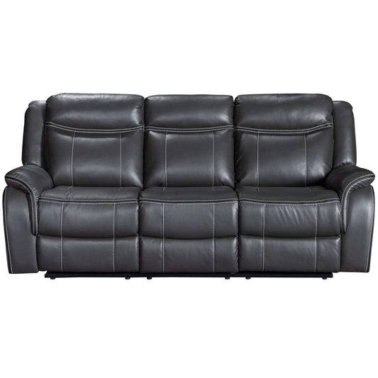 Declan 85 in. Dark Grey Motion Sofa with Cupholder- front view
