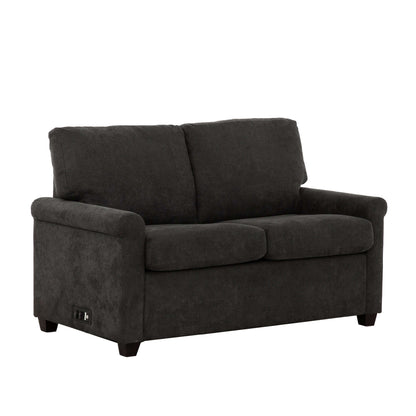 Kensington 54 in. Convertible Twin Sleeper Sofa with USB Ports- front and side view