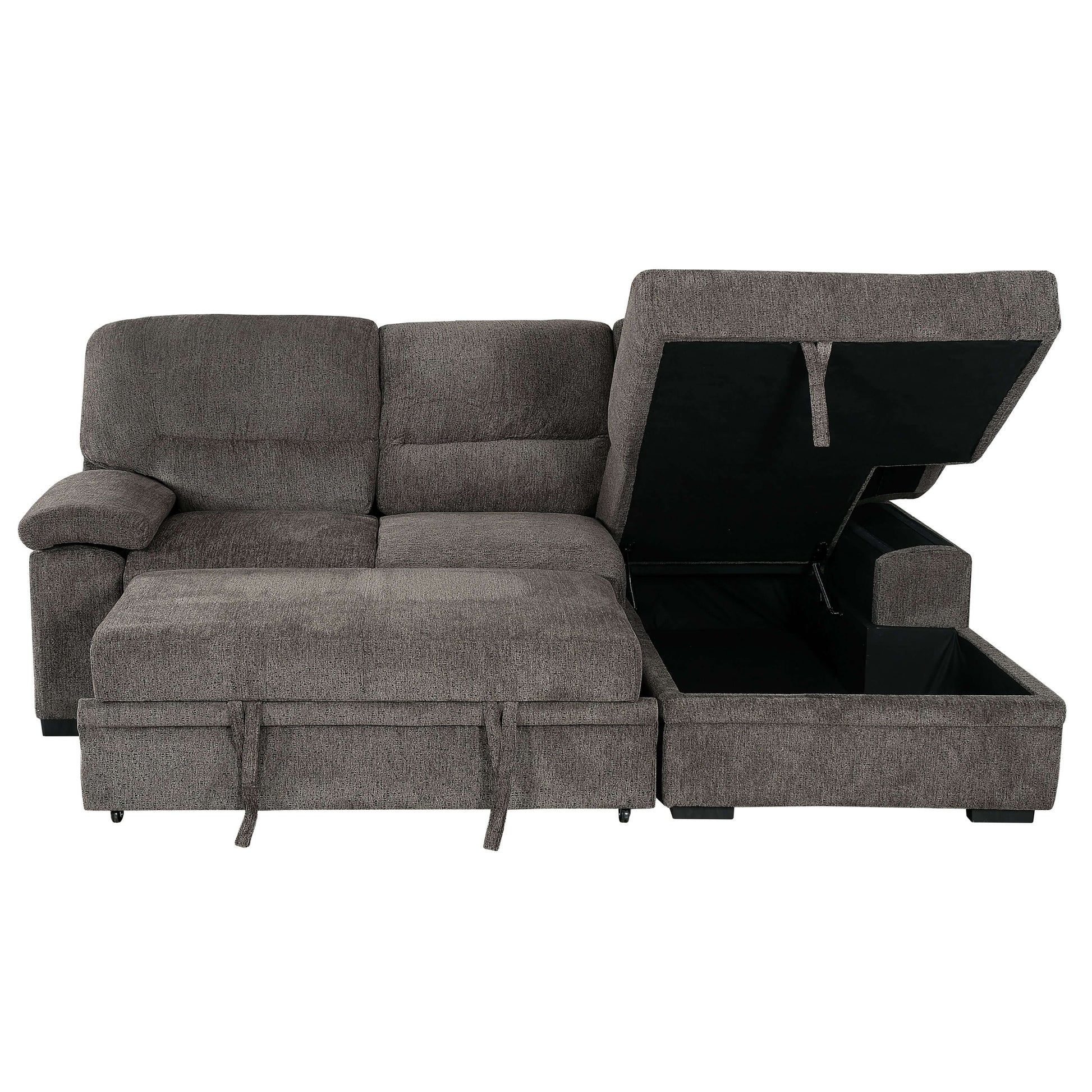 Danilo 102 in. Right Facing Sleeper Sectional- front view with section lifted