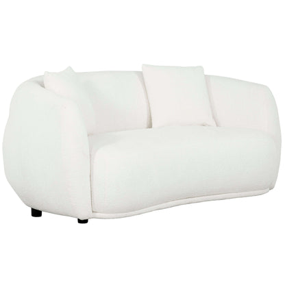 Roxburgh Curved Boucle Loveseat- front and side view