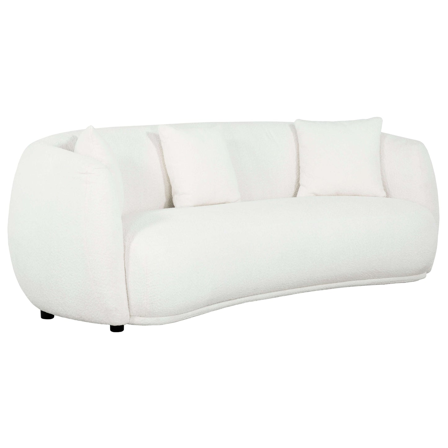 Roxburgh 90 in. Upholstered Curved Sofa- front and side view