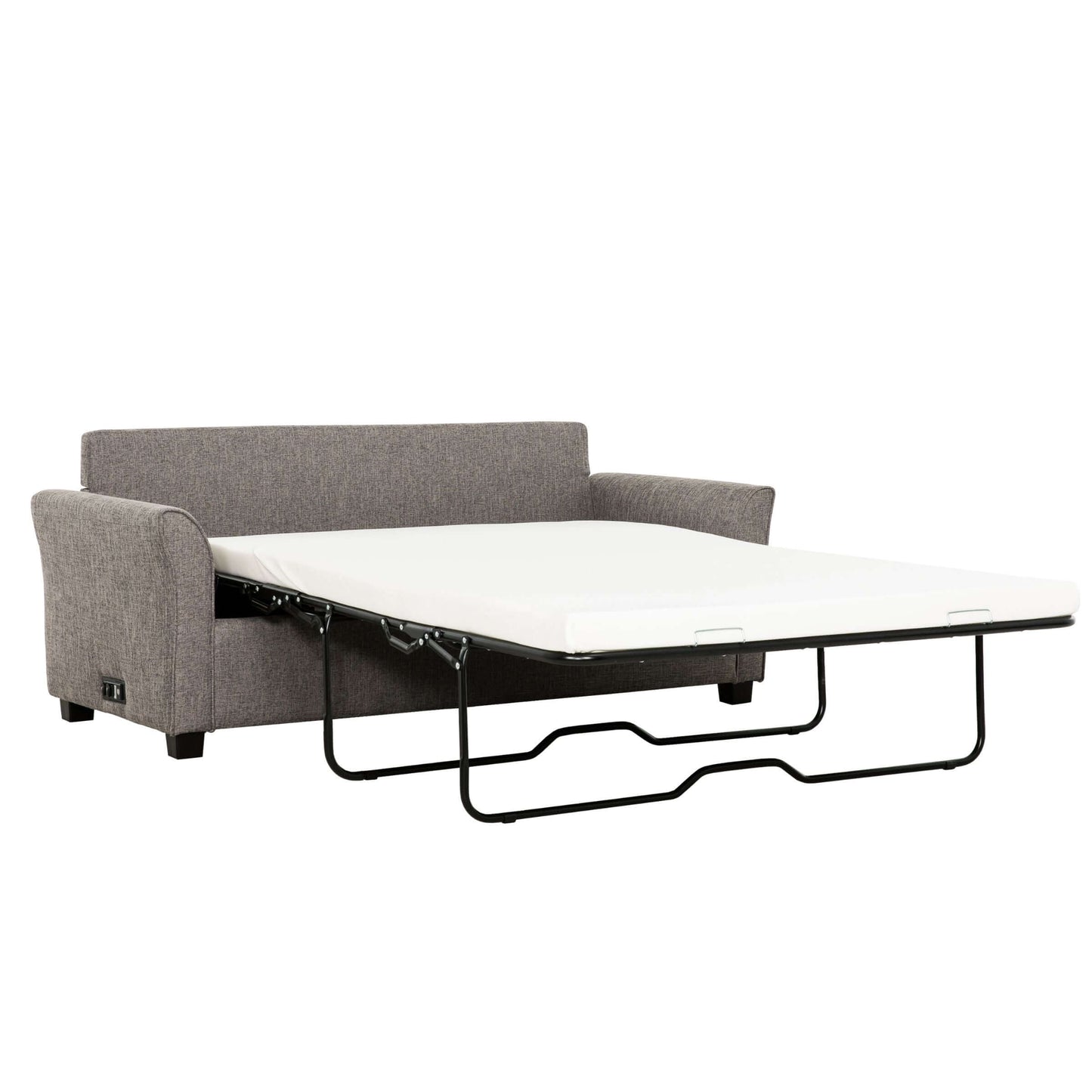 Honor 73 in. Convertible Full Sleeper Sofa with USB- front and side view converted with white background