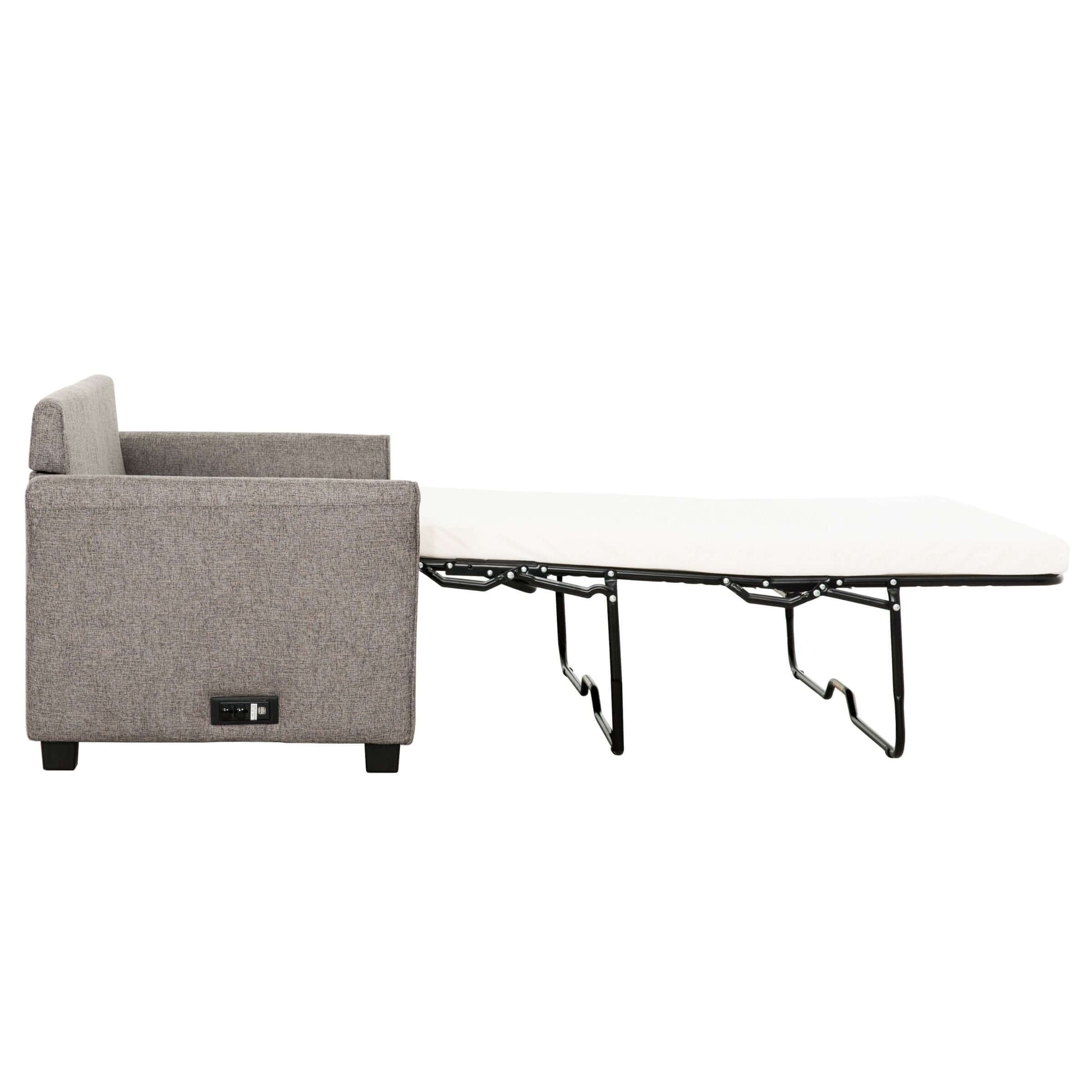 Honor 73 in. Convertible Full Sleeper Sofa with USB- side view converted