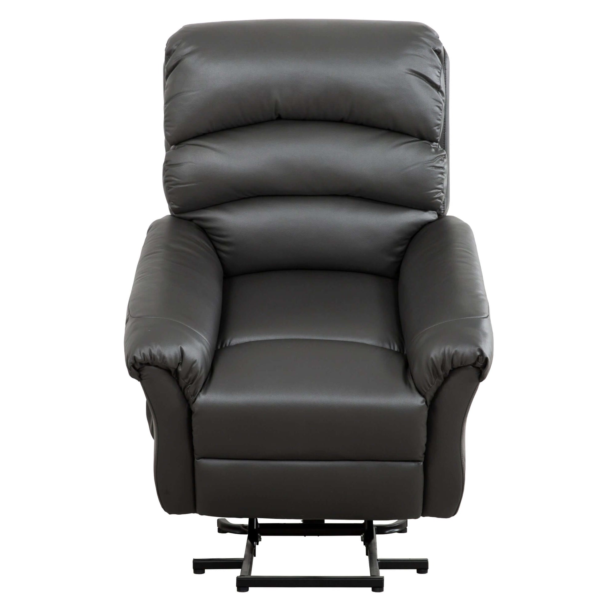 Fitzgerald 37 in. Charcoal Faux Leather Power Lift Recliner- zoomed in front view