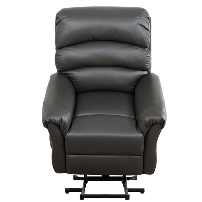 Fitzgerald 37 in. Charcoal Faux Leather Power Lift Recliner- zoomed in front view