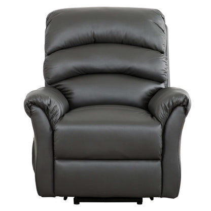 Fitzgerald 37 in. Charcoal Faux Leather Power Lift Recliner- front view