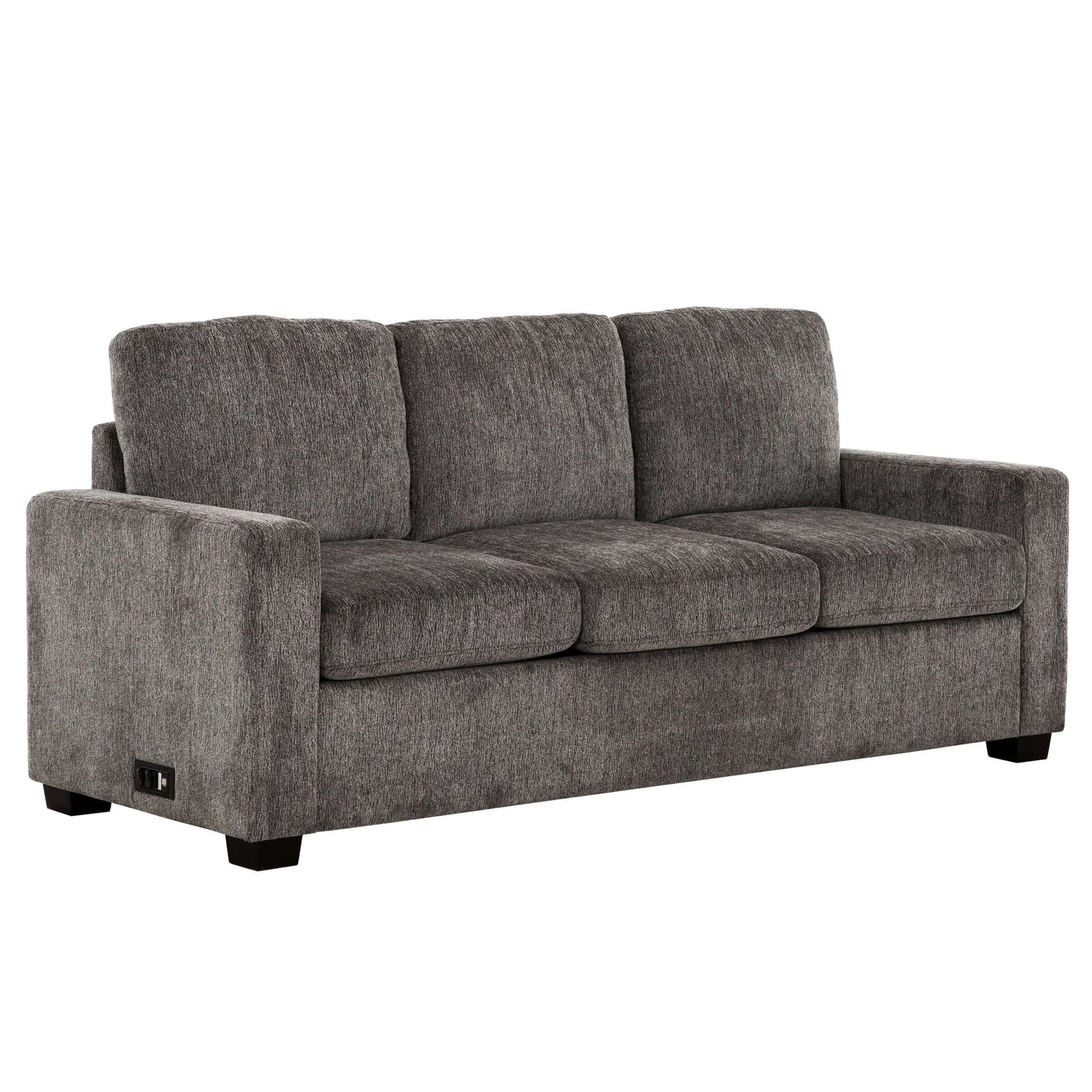 Valencia 77 in. Convertible Queen Sleeper Sofa with USB Ports- front and side view