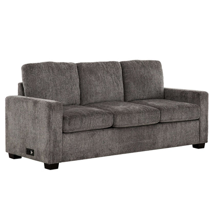 Valencia 77 in. Convertible Queen Sleeper Sofa with USB Ports- front and side view