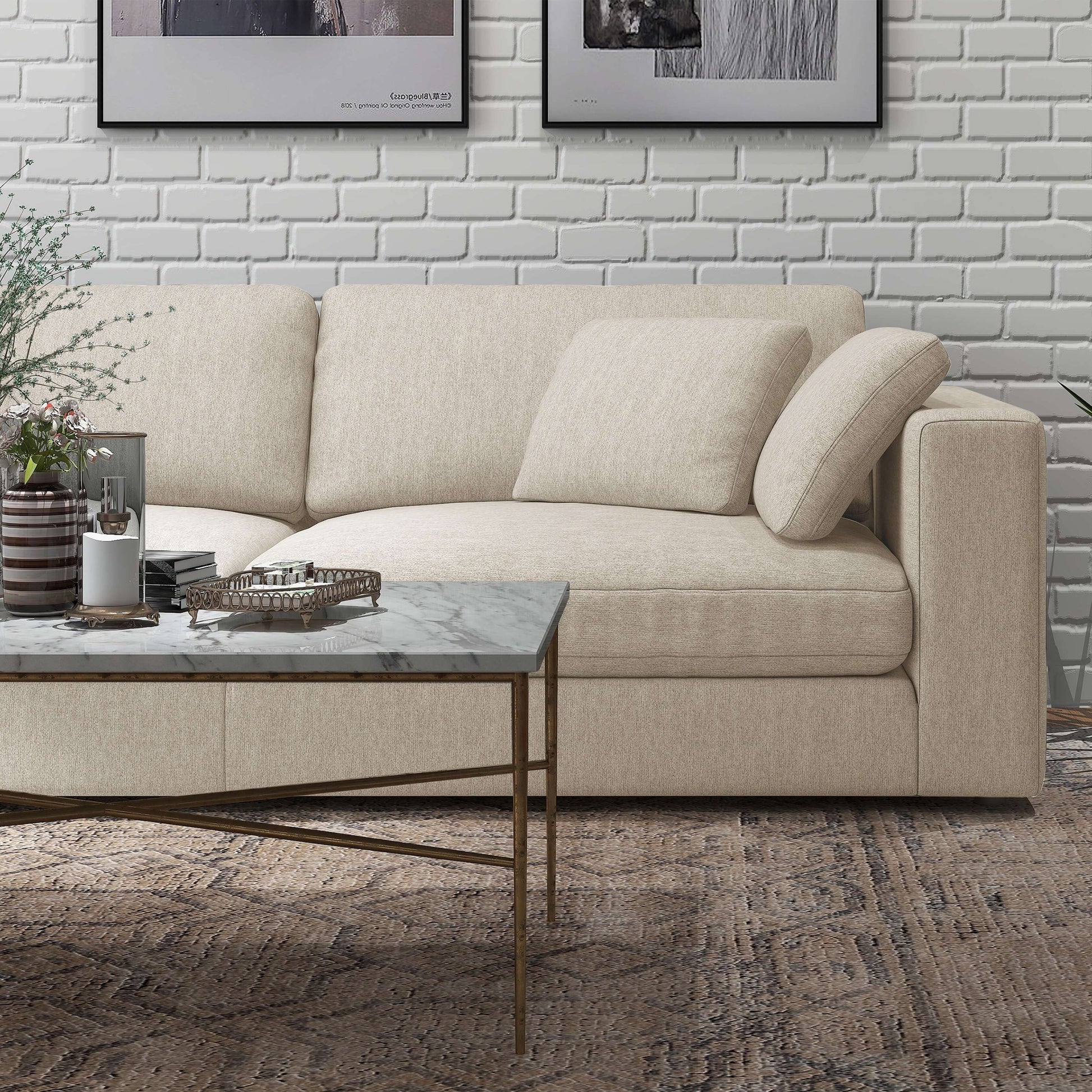 Joelle 128" 2-Piece Left-Facing Upholstered Sectional Sofa with Chaise- front ands side zoomed in view