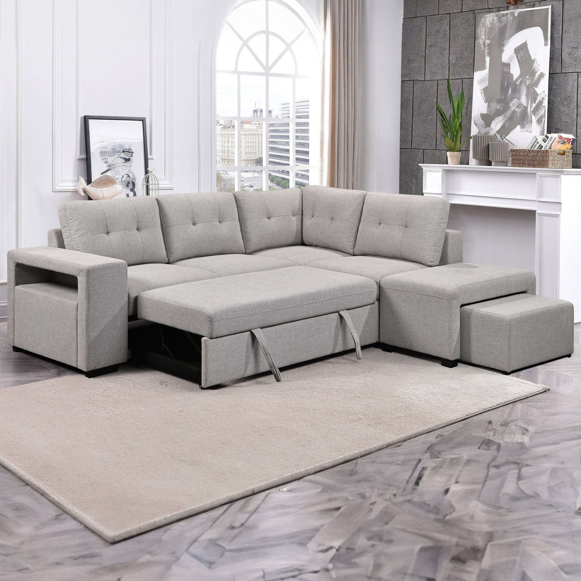 Marcella 97 in. Sleeper Sectional- zoomed in front view