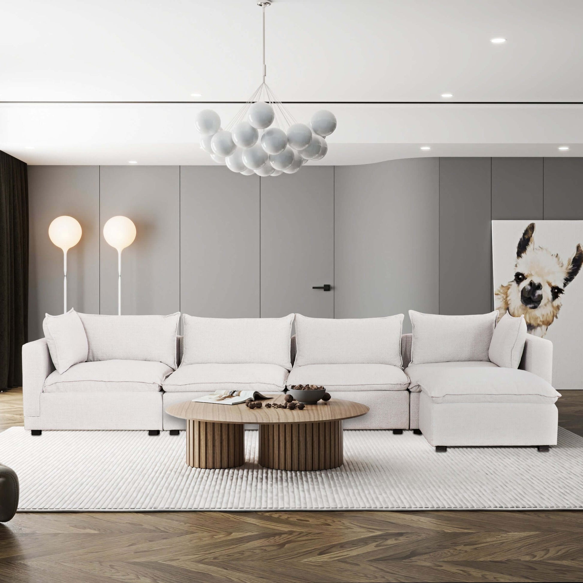Haven 5-Piece Modular Corner Sectional with Ottoman- front view