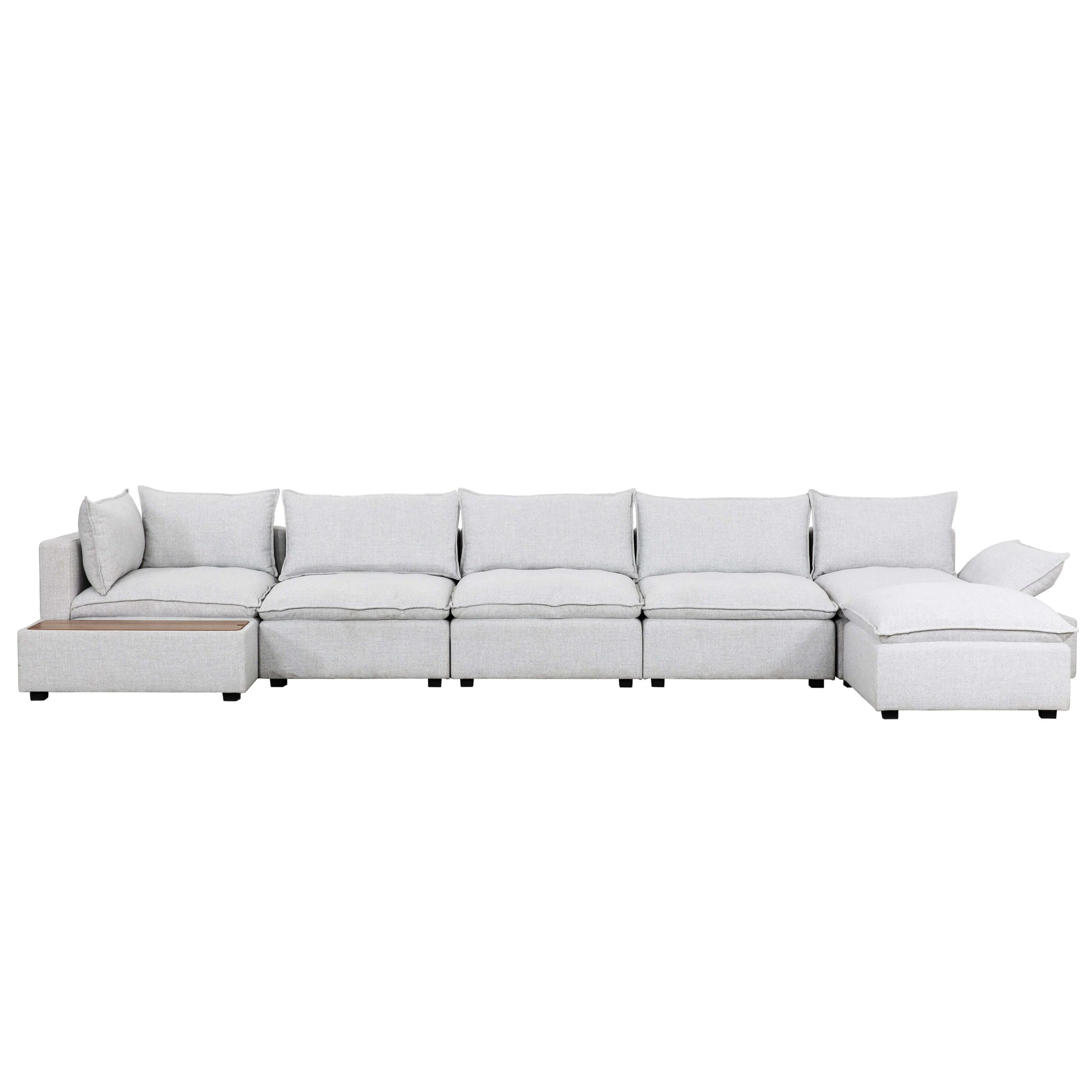 Haven 8-Piece Modular Sectional with Storage Console- front view with white background