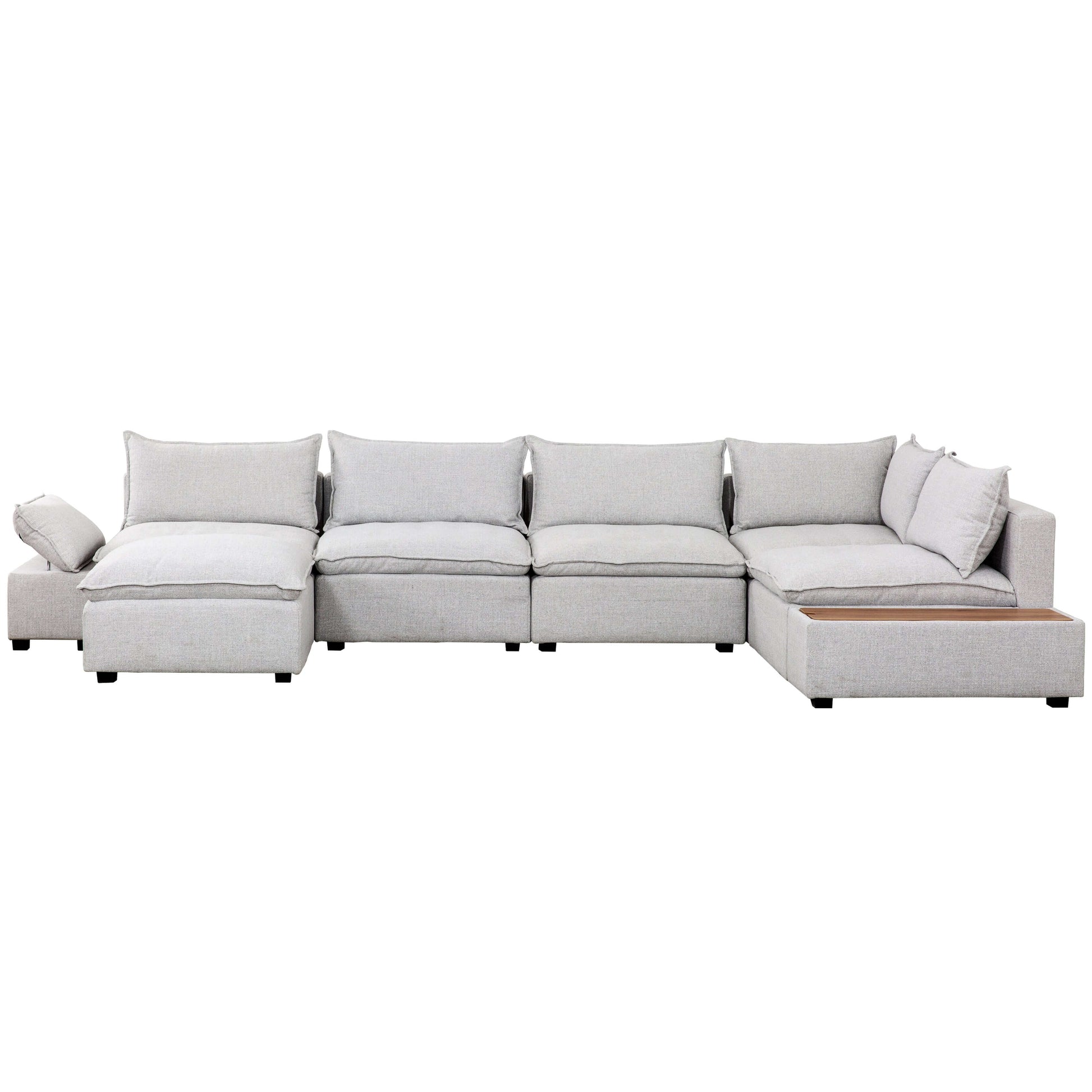 Haven 8-Piece Modular Sectional with Storage Console- front view with white background