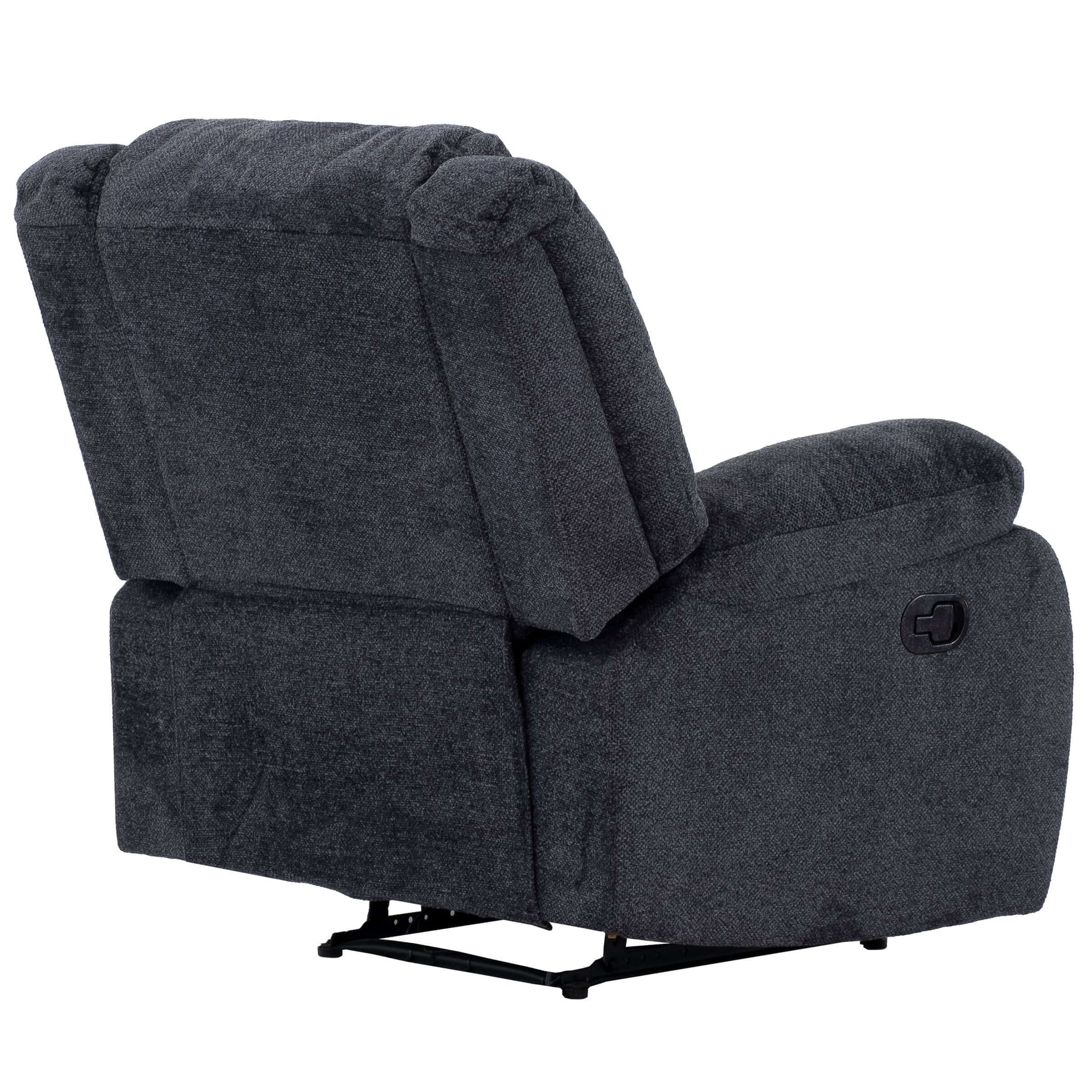 Arthur 40 in. Upholstered Manual Rocker Recliner- back and side view