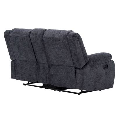 Arthur 76 in. Reclining Loveseat with Cupholder Console- back and side view