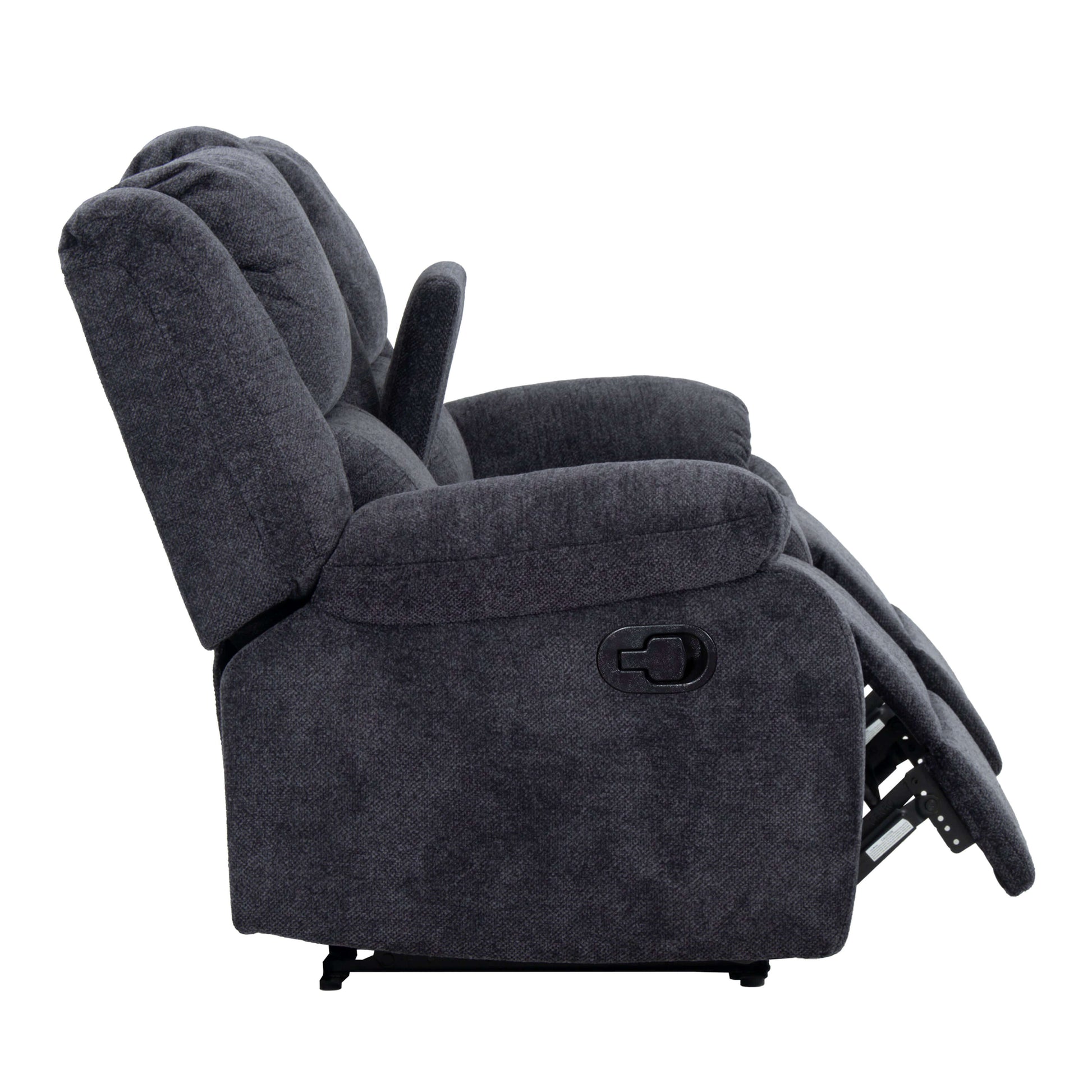 Arthur 76 in. Reclining Loveseat with Cupholder Console- open side view