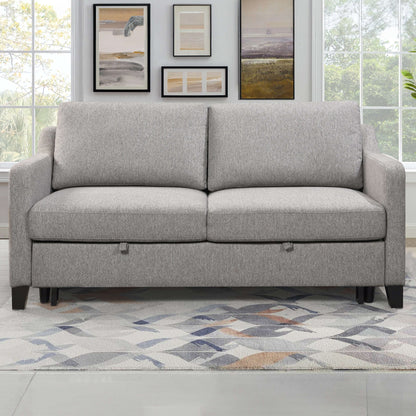 Caruso 69 in. Upholstered Condo Sofa Bed in Light Gray- front view