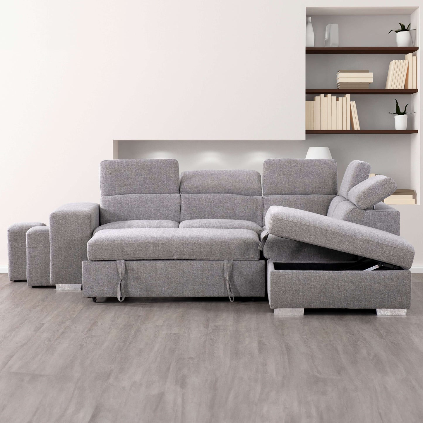 Pamina 105 in. Right Facing Sleeper Sectional- open front view