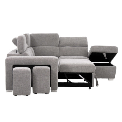 Pamina 105 in. Right Facing Sleeper Sectional- open front and side view 
