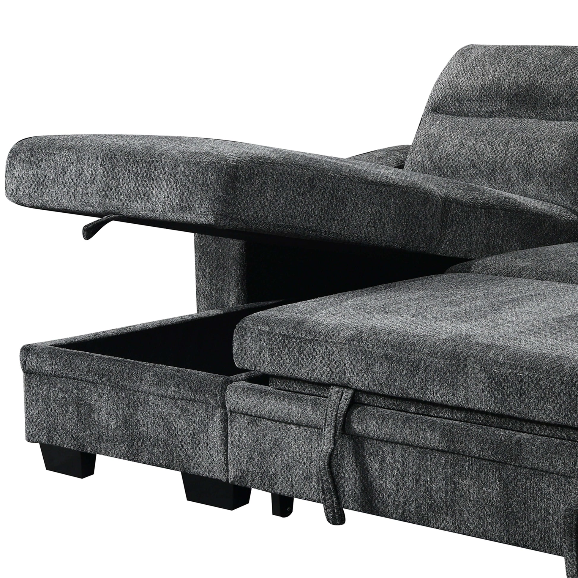Savio 96 in. Reversible Sleeper Sectional- zoomed in open front view